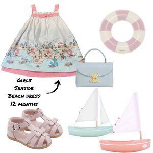 Girls 2 Piece Seaside Print Dress 12 Months